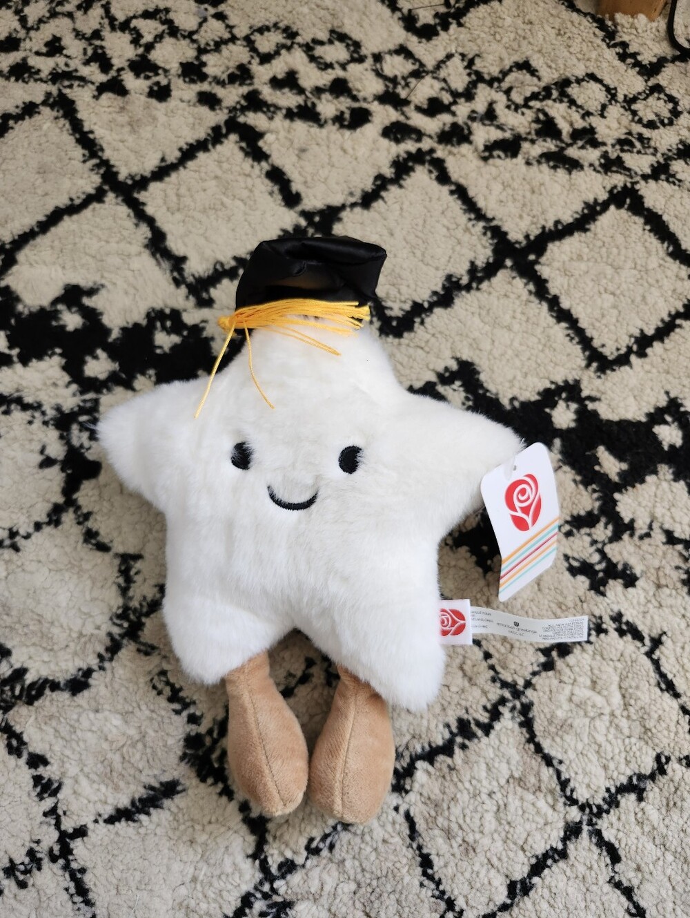 Hallmark White Star Plush with Tan Legs and Black Graduation Cap